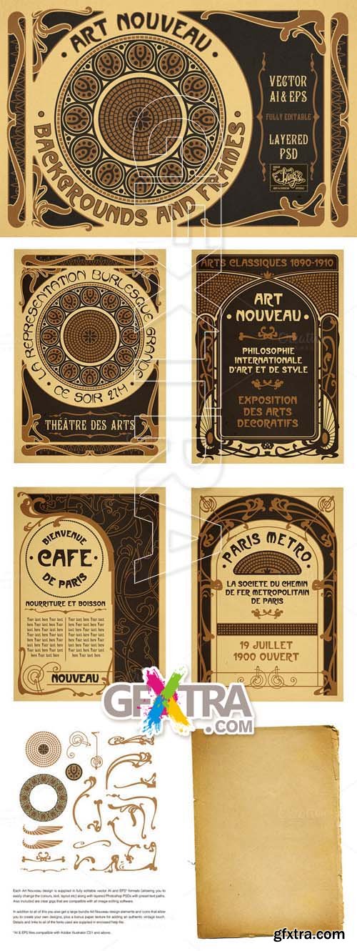 Art Nouveau Backgrounds and Frames