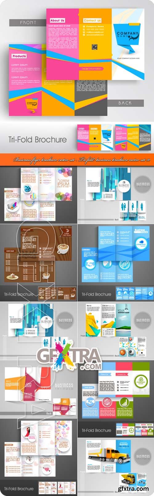 Business flyer brochure vector set - Tri fold business brochure vector set 50