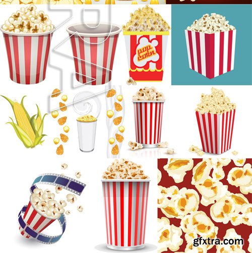 Stock Vectors - Popcorn, 25xEPS