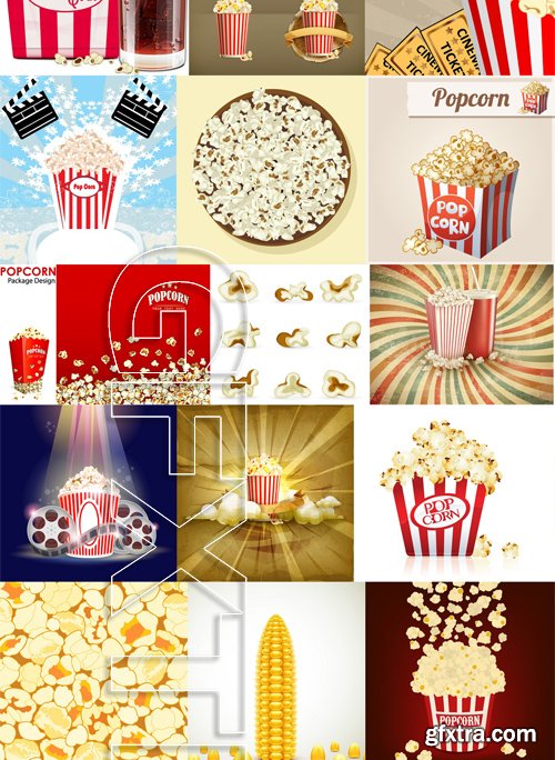 Stock Vectors - Popcorn, 25xEPS