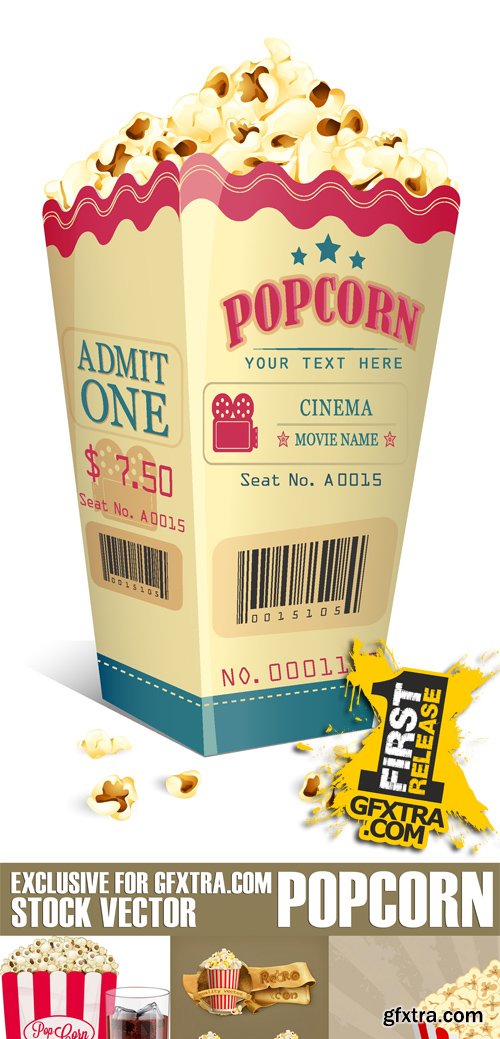 Stock Vectors - Popcorn, 25xEPS