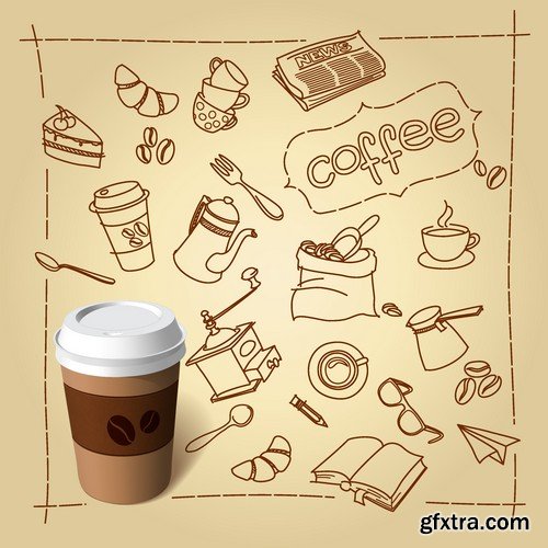 Stock Vectors - Coffee 6, 25xEPS