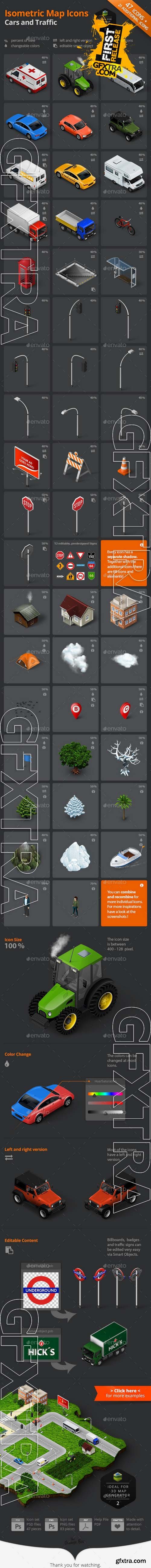 Isometric Map Icons - Cars and Traffic - GraphicRiver 8861164