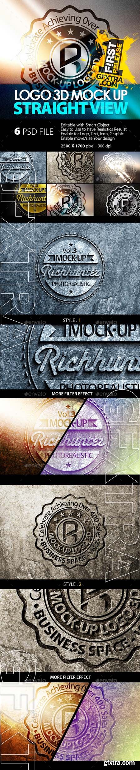 Mock-Up Logo 3D Straight View / Vol.3 - GraphicRiver 8939938