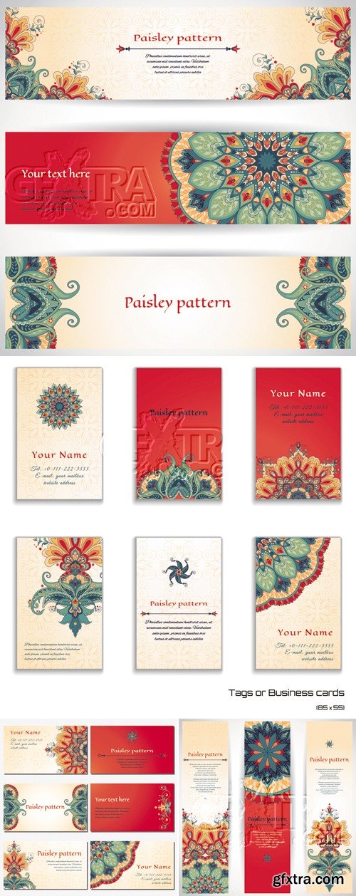 Oriental Style Patterns Cards Vector