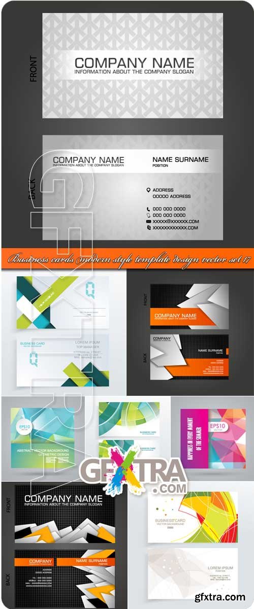 Business cards modern style template design vector set 17