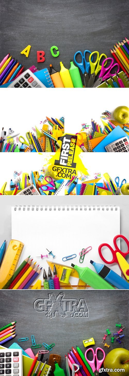 Stock Photo - School Supplies Cards