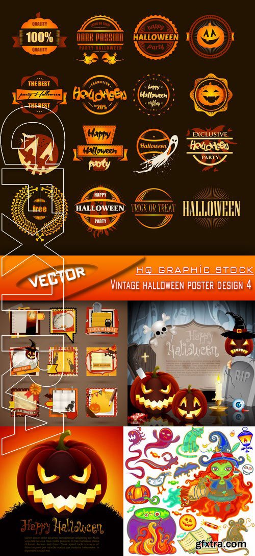 Stock Vector - Vintage halloween poster design 4