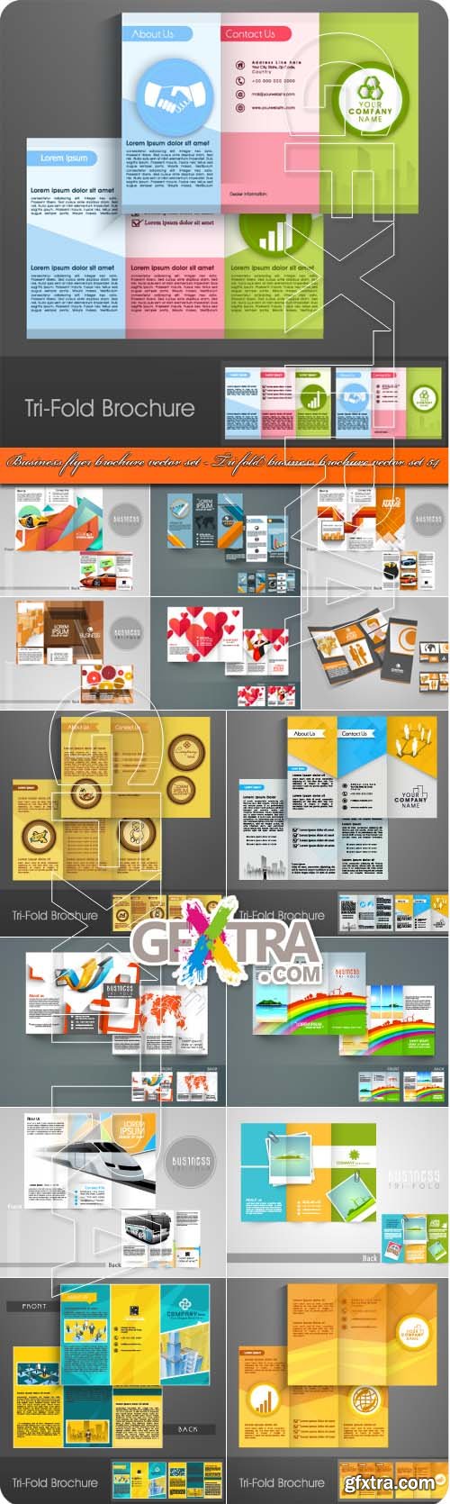 Business flyer brochure vector set - Tri fold business brochure vector set 54