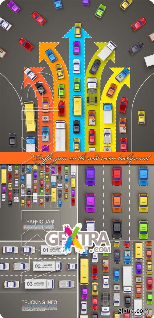 Traffic jam on the road vector background