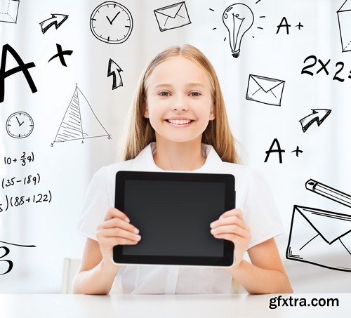 Stock Photos - Children learn, kids studying, 25xJPG