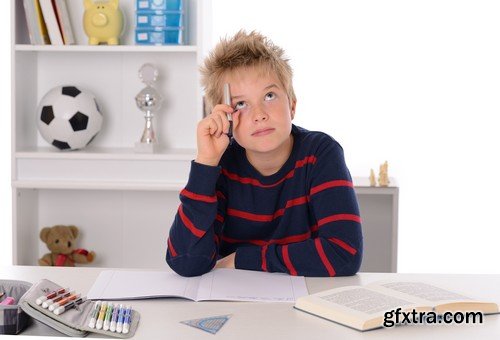 Stock Photos - Children learn, kids studying, 25xJPG