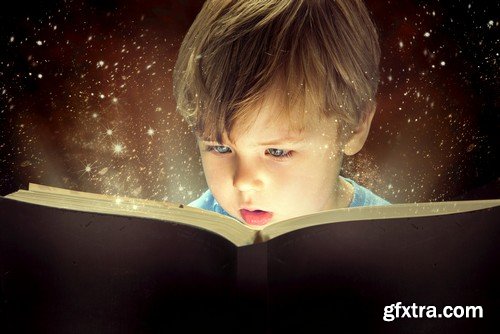 Stock Photos - Children learn, kids studying, 25xJPG