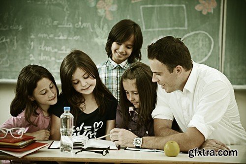 Stock Photos - Children learn, kids studying, 25xJPG