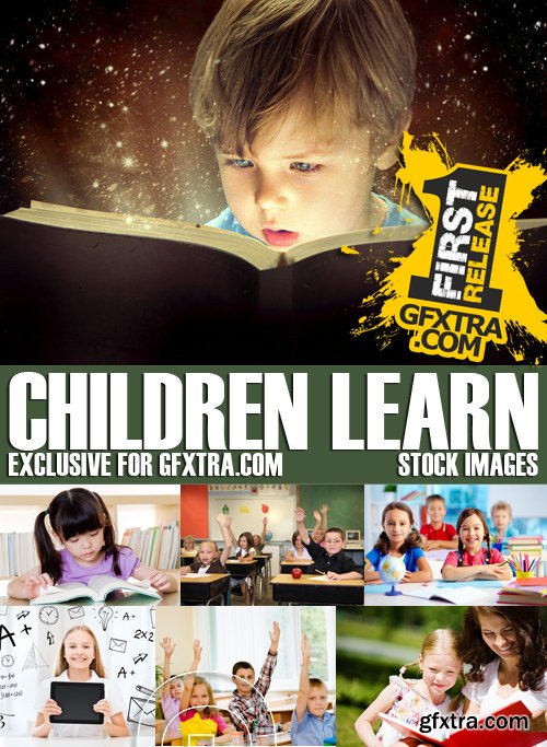 Stock Photos - Children learn, kids studying, 25xJPG
