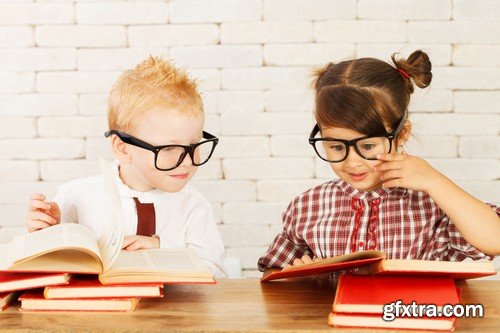 Stock Photos - Children learn, kids studying, 25xJPG