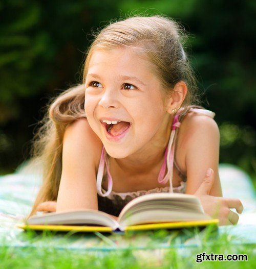 Stock Photos - Children learn, kids studying, 25xJPG