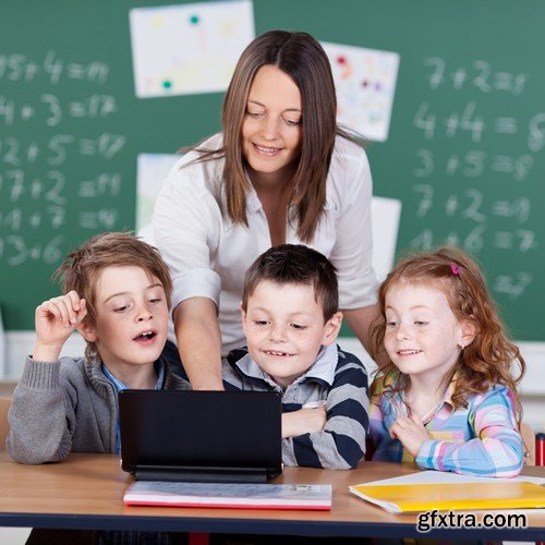 Stock Photos - Children learn, kids studying, 25xJPG