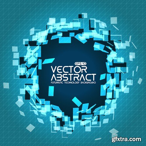 Stock Vectors - Abstract Background Cyber Waves, 25xEPS