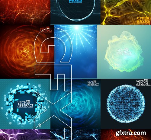 Stock Vectors - Abstract Background Cyber Waves, 25xEPS