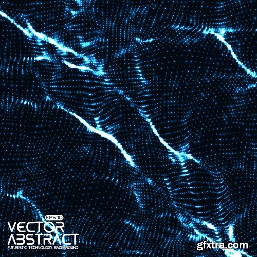 Stock Vectors - Abstract Background Cyber Waves, 25xEPS