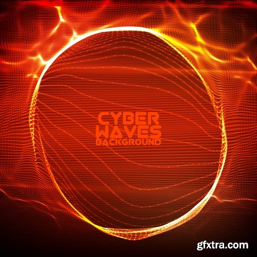 Stock Vectors - Abstract Background Cyber Waves, 25xEPS