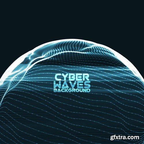 Stock Vectors - Abstract Background Cyber Waves, 25xEPS