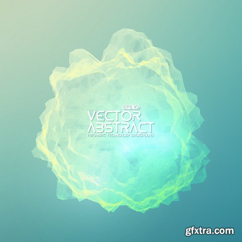 Stock Vectors - Abstract Background Cyber Waves, 25xEPS