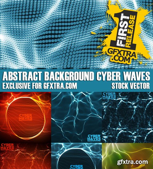 Stock Vectors - Abstract Background Cyber Waves, 25xEPS