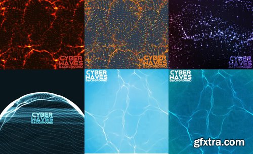 Stock Vectors - Abstract Background Cyber Waves, 25xEPS