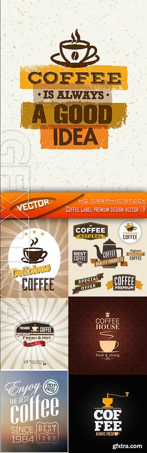 Stock Vector - Coffee Label premium design vector 19