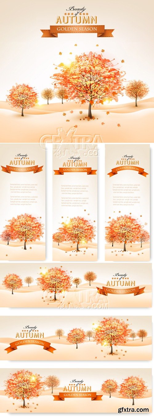 Autumn Trees Banners Vector