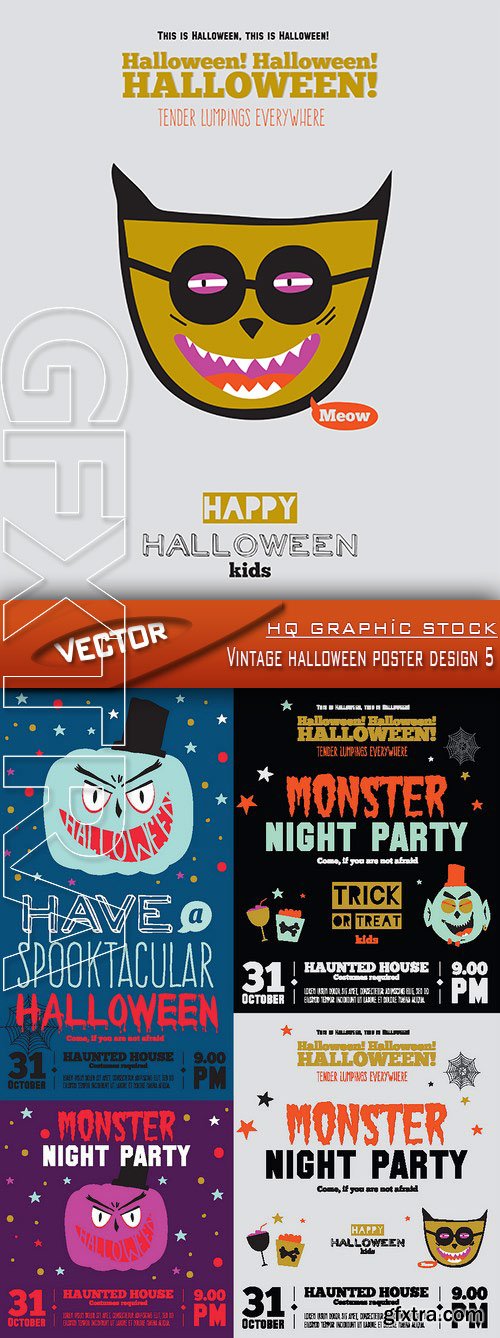 Stock Vector - Vintage halloween poster design 5