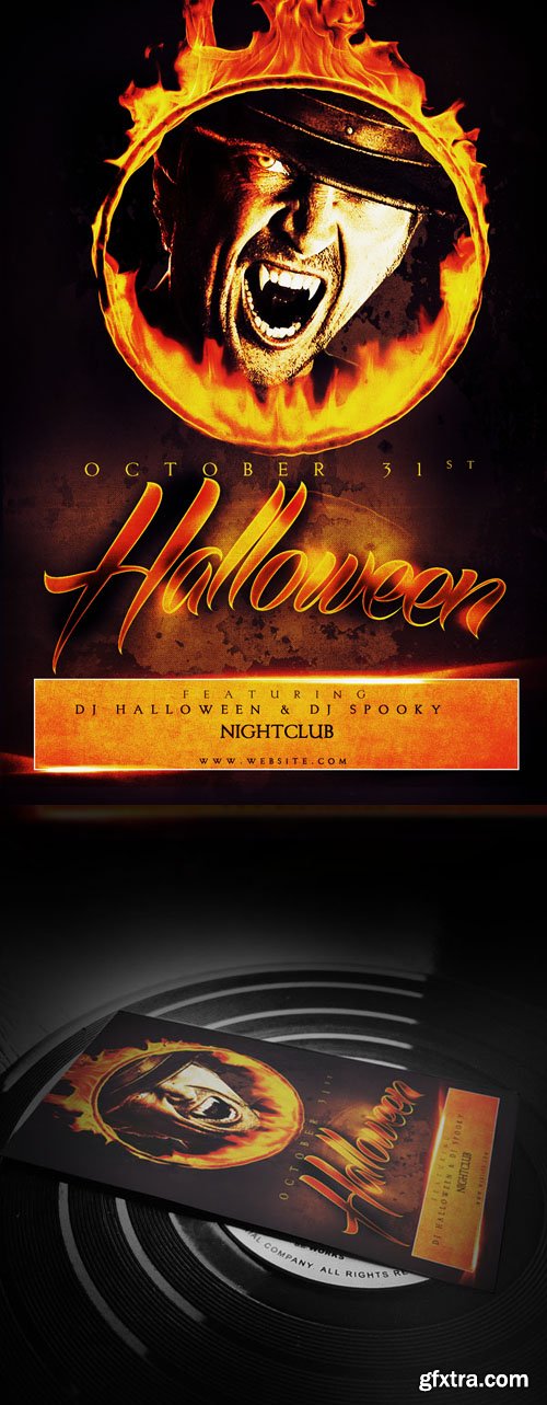 Halloween Flame Flyer Template PSD