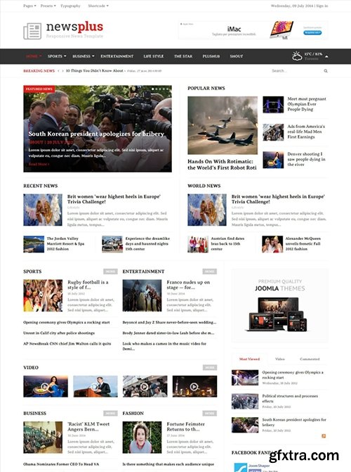 JoomShaper - Shaper Newsplus - Responsive News/Magazine Joomla 3.x Template