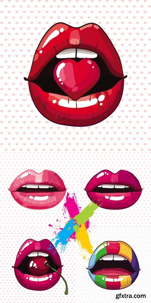 Red & Pink Lips Vector