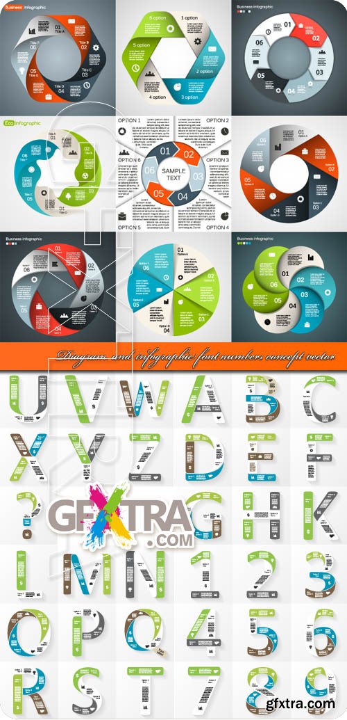 Diagram and infographic font numbers concept vector