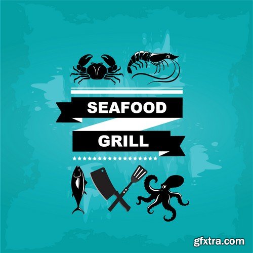 Stock Vectors - Seafood 2, 25xEPS