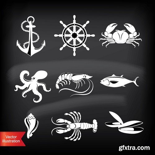 Stock Vectors - Seafood 2, 25xEPS