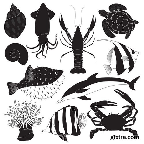 Stock Vectors - Seafood 2, 25xEPS