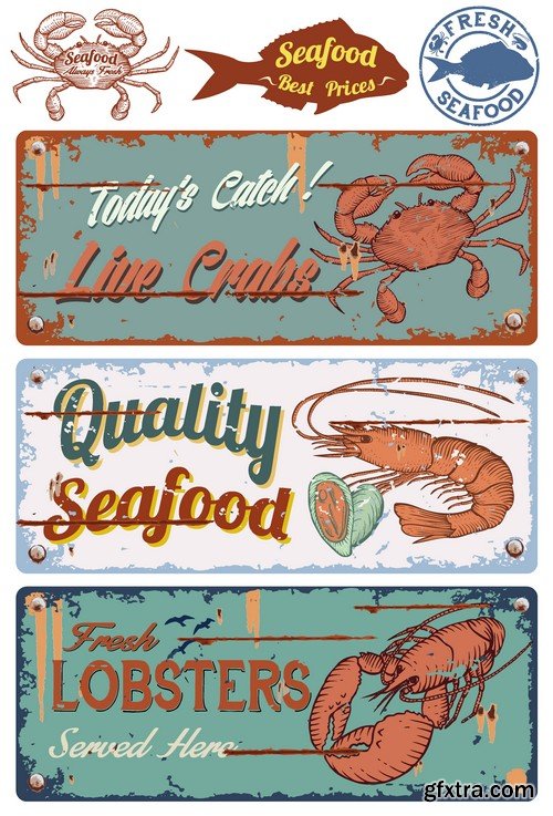 Stock Vectors - Seafood 2, 25xEPS