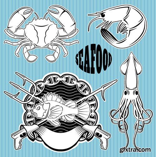 Stock Vectors - Seafood 2, 25xEPS