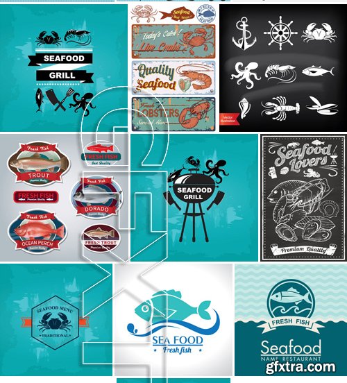 Stock Vectors - Seafood 2, 25xEPS