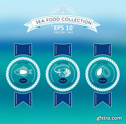 Stock Vectors - Seafood 2, 25xEPS