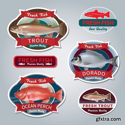 Stock Vectors - Seafood 2, 25xEPS