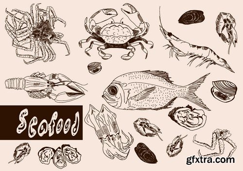 Stock Vectors - Seafood 2, 25xEPS