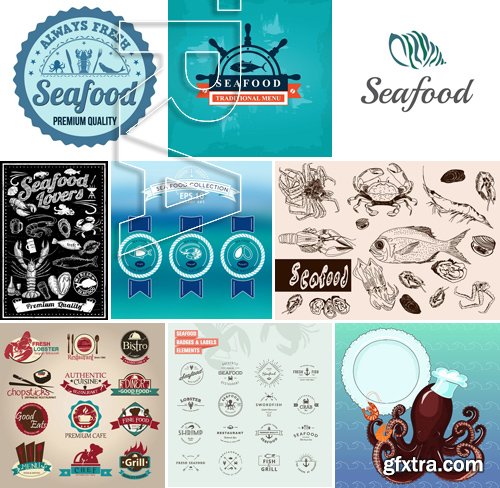 Stock Vectors - Seafood 2, 25xEPS