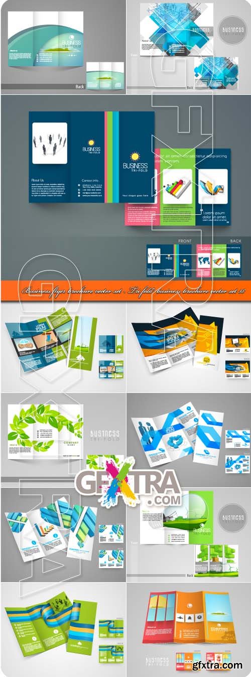 Business flyer brochure vector set - Tri fold business brochure vector set 58