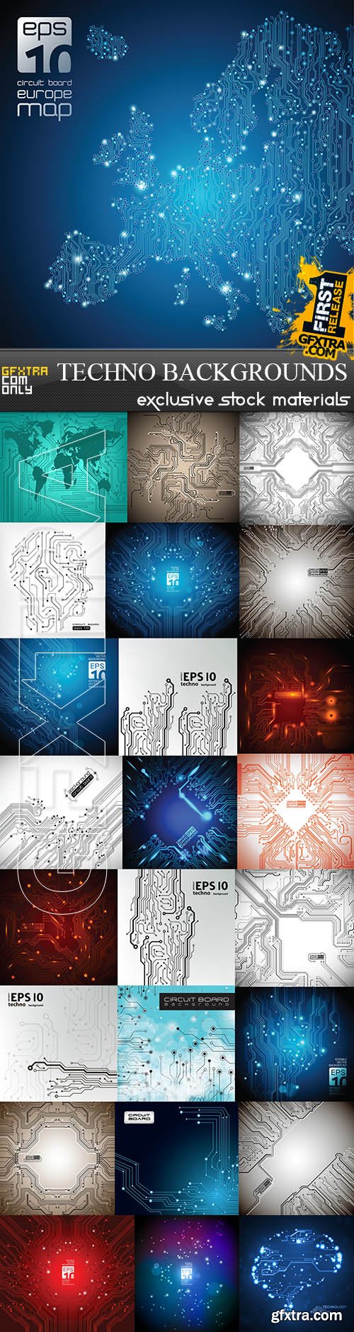 Techno Backgrounds Collection, 25xEPS