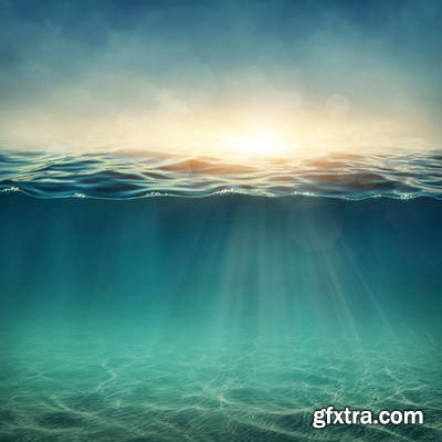 Abstract Underwater Backgrounds with Sunbeams 25xJPG